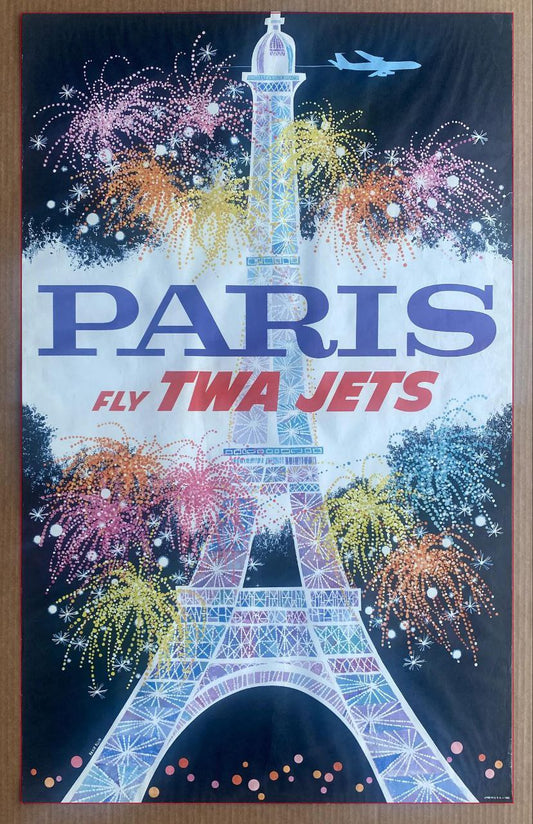 Manifesto originale pubblicitario - Paris TWA Jets