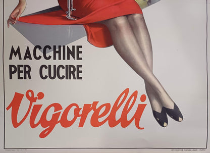 Manifesto originale pubblicitario - Macchine per cucire Vigorelli