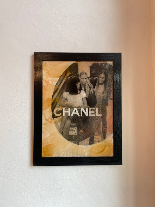 Opera d'arte su legno con cornice vintage - Coco Chanel