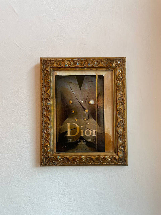 Opera d'arte su legno con cornice vintage - Dior