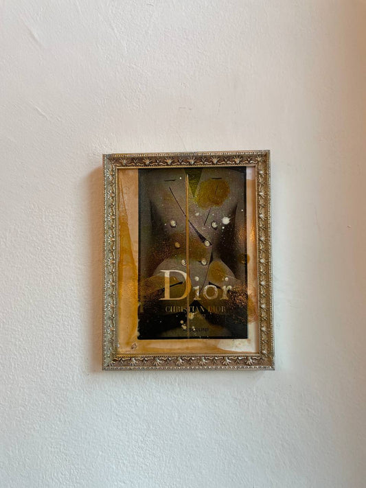 Opera d'arte su legno con cornice vintage - Dior