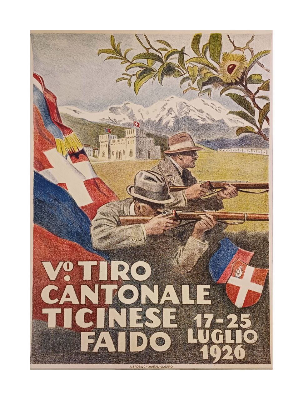 Manifesto originale pubblicitario - V° Tiro Cantonale Ticinese Faido