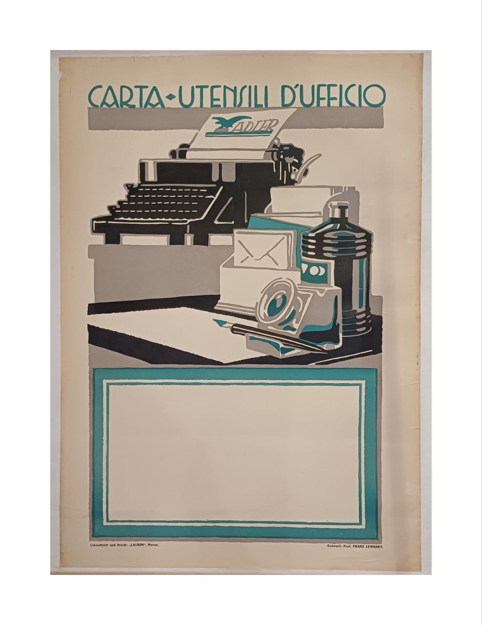 Manifesto originale pubblicitario - Carta Utensili d'ufficio - Adler