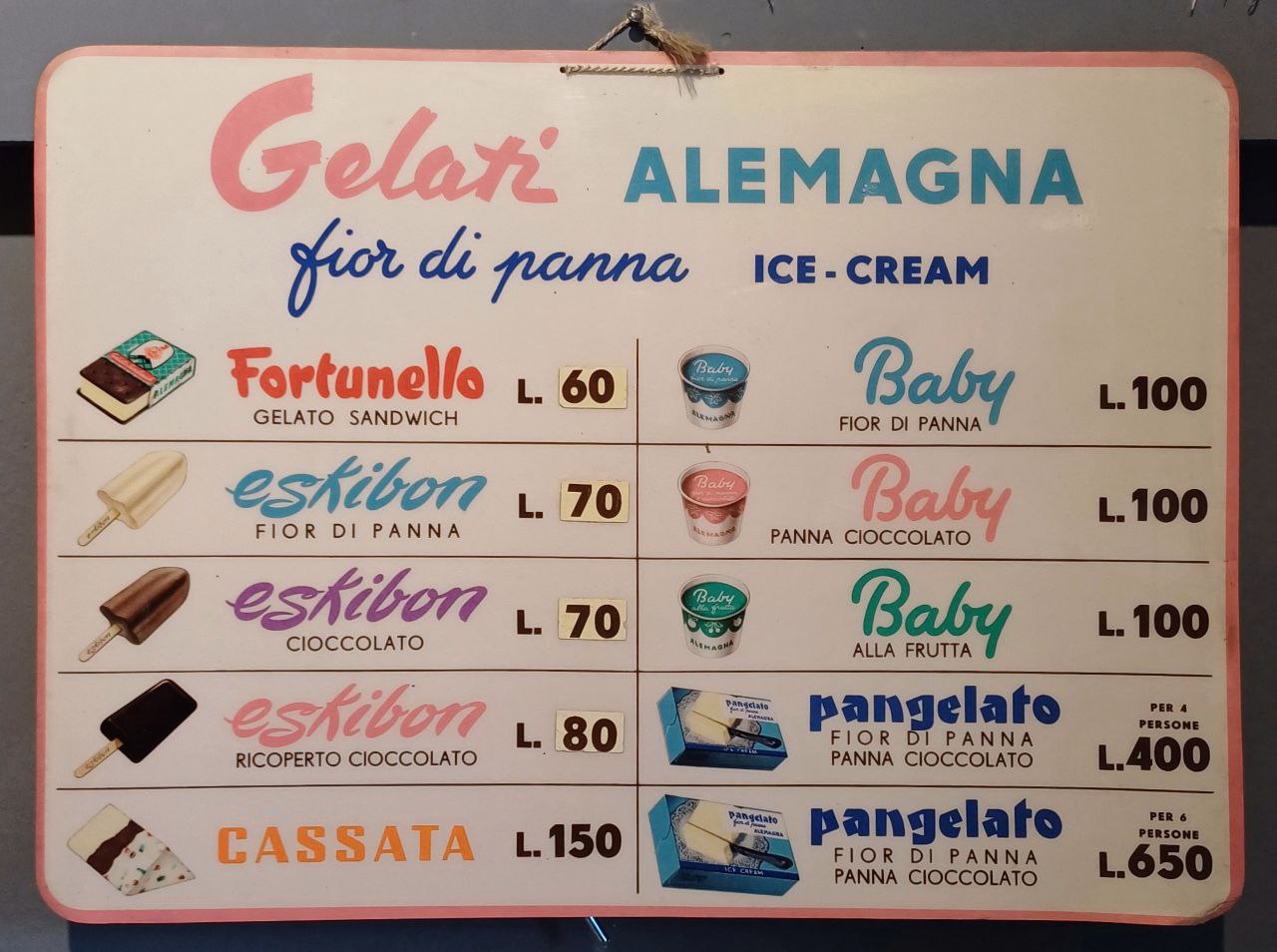 Insegna in plastica - Gelati Alemagna - Milano