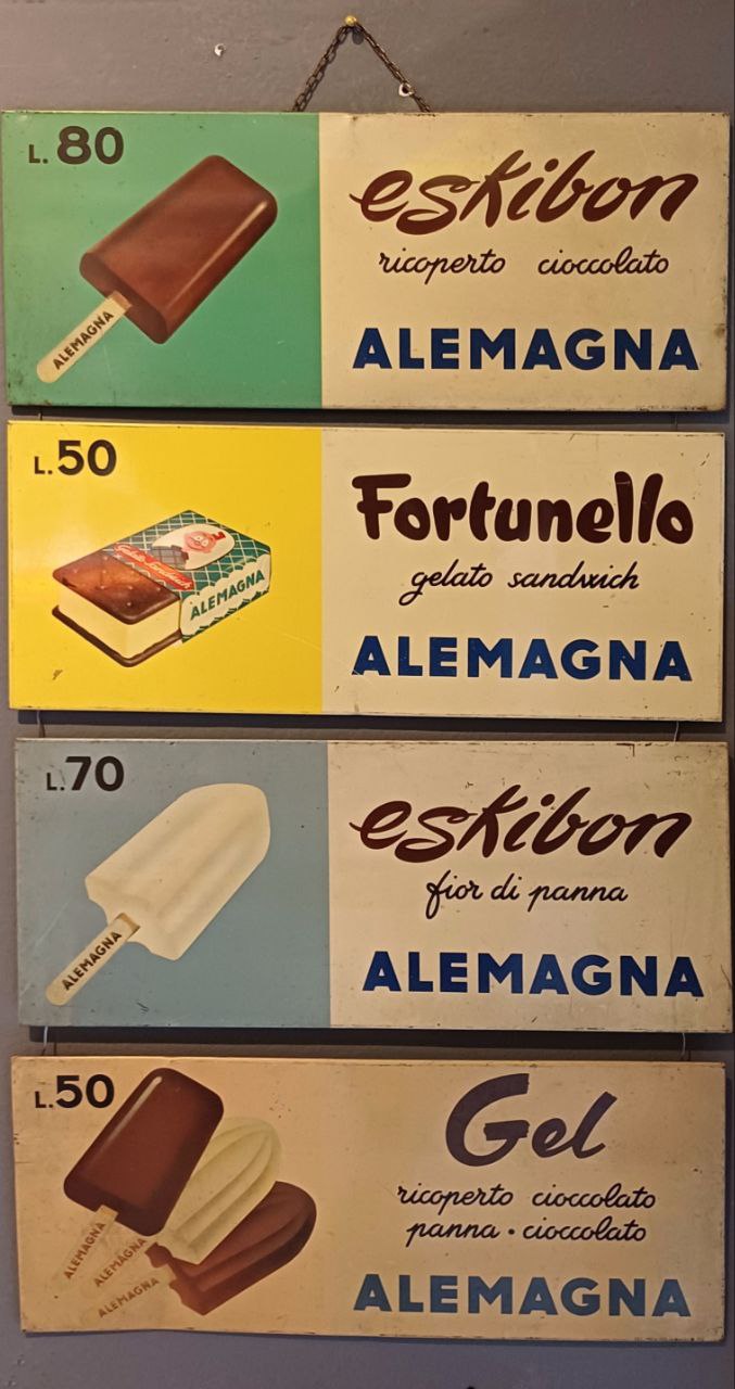 Serie di insegne litografate - Gelati Alemagna - Milano