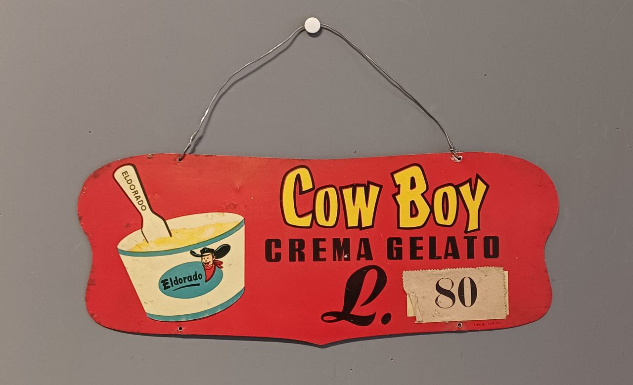 Insegna in lamiera serigrafata Gelati Eldorado - Cow Boy