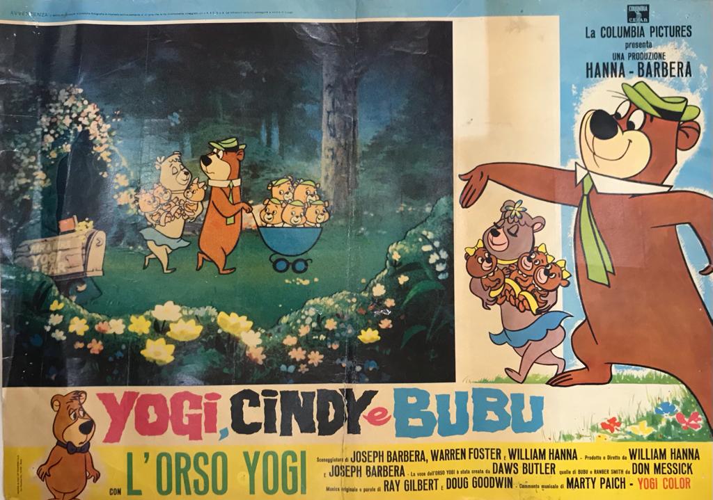 Fotobusta Di Cinema Originale D'Epoca Yogi, Cindy E Bubu 1964 Tortona4Arte