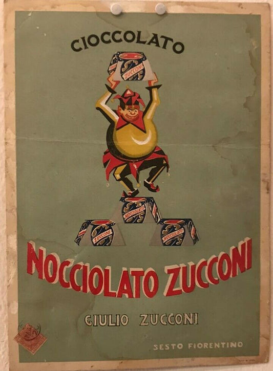 Cartonato Pubblicitario Cioccolato Nocciolato Zucconi Sesto Fiorentino 1920 Tortona4Arte