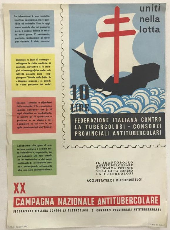 Locandina Pubblicitaria Congresso Nazionale Antitubercolare 1957 Tortona4Arte