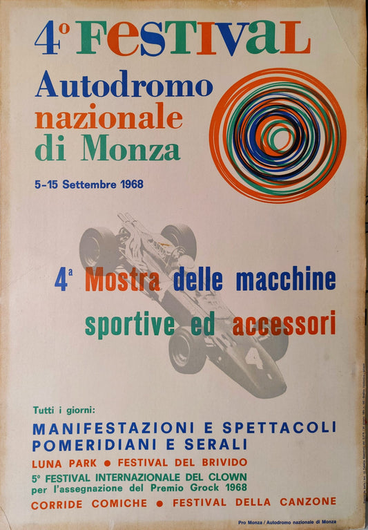 Cartonato pubblicitrio originale d'epoca - 4° Festival Autodormo nazionale di Monza Tortona4Arte