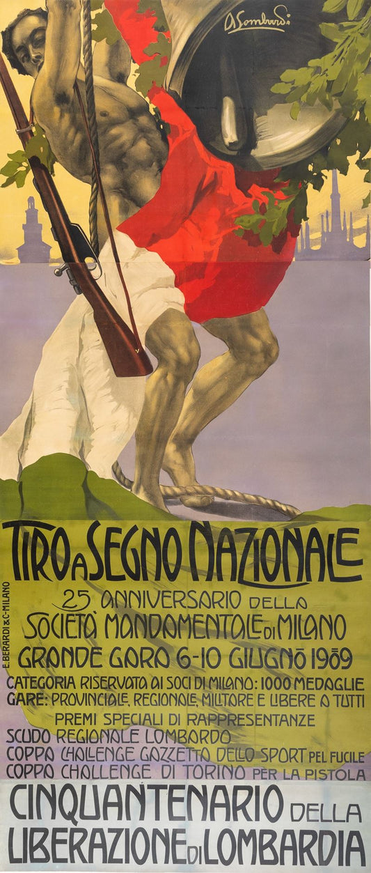 Manifesto pubblicitario originale d'epoca - Tiro a Segno Nazionale Tortona4Arte