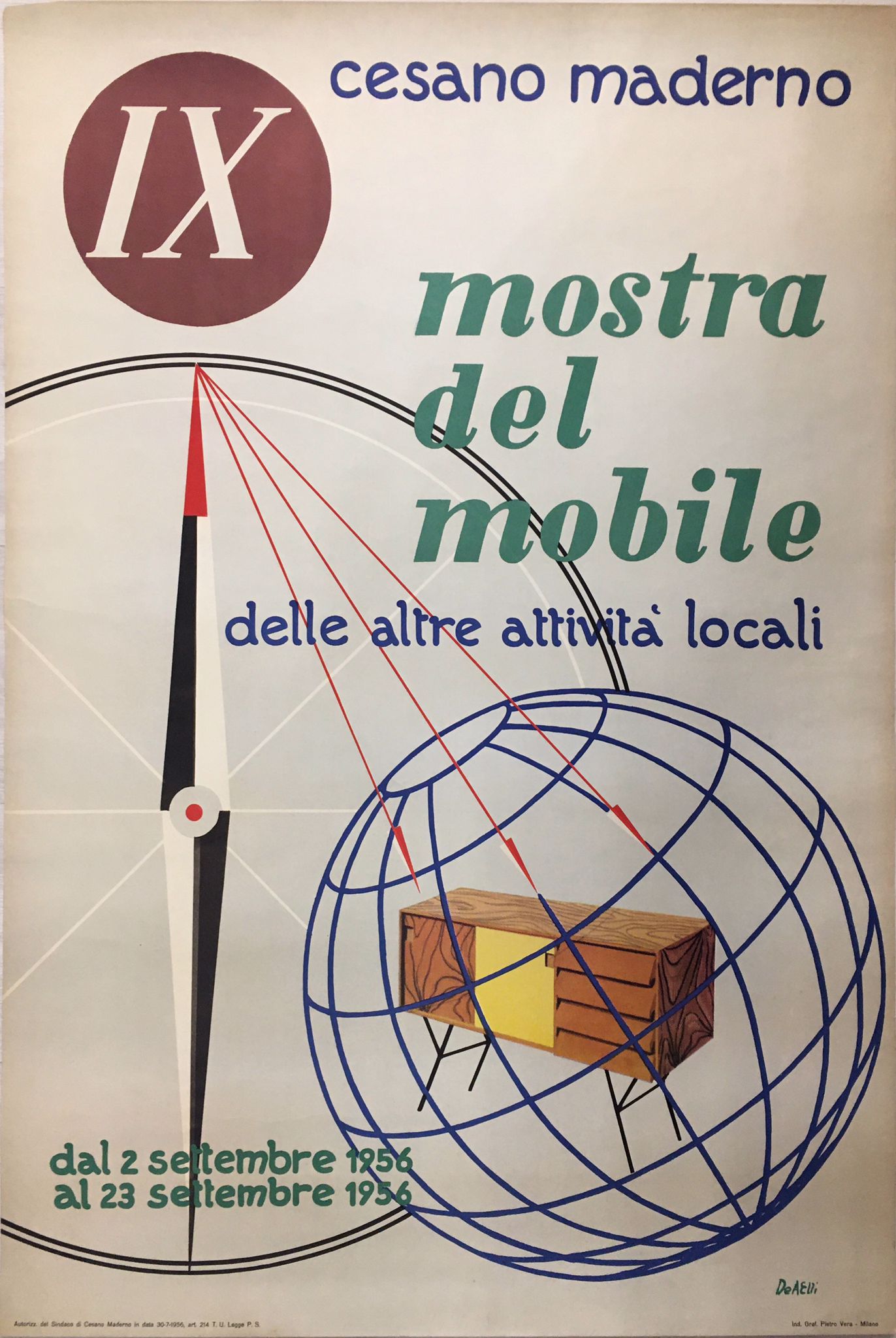 Manifesto d'epoca Mostra del mobile Cesano Maderno (Milano) Tortona4Arte