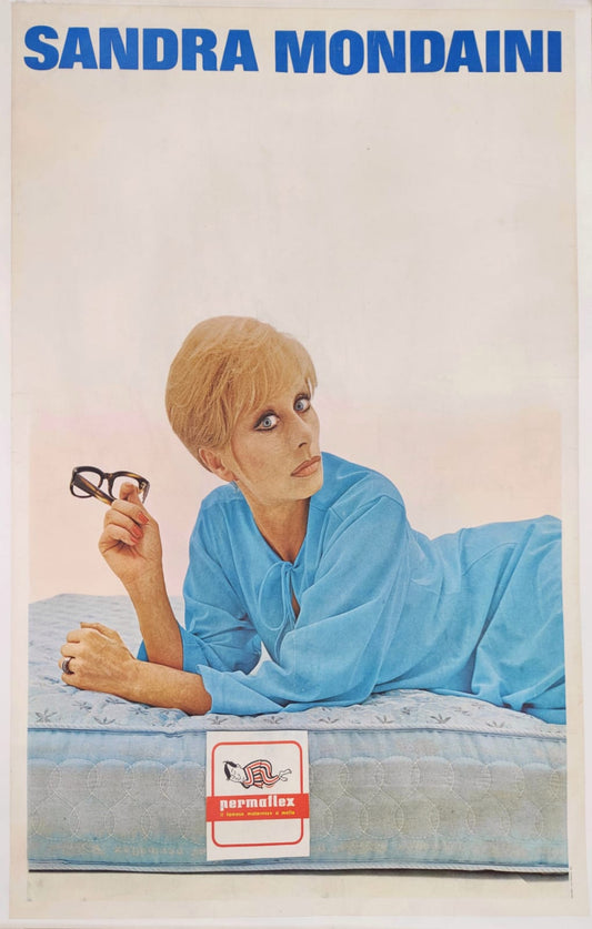Manifesto pubblicitario Permaflex Sandra Mondaini anni '80 Tortona4Arte