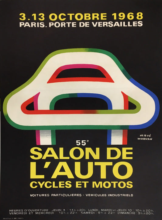 Manifesto Pubblicitario Salon De L'Auto, Cycles Et Motos Paris 1968 Tortona4Arte