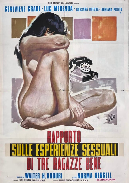 Manifesto di cinema rapporto sulle esperienze sessuali di tre ragazze bene 1972 - TUC2086 Tortona4Arte