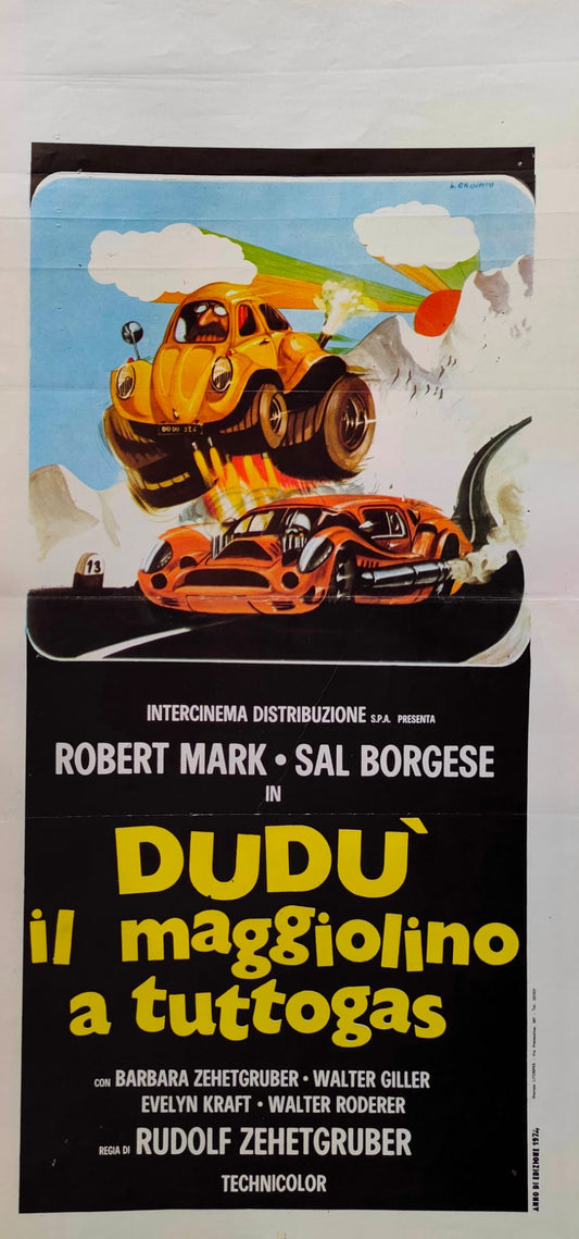 Locandina originale di cinema Dudù il maggiolino a tuttogas 1974 - TUC2332 Tortona4Arte