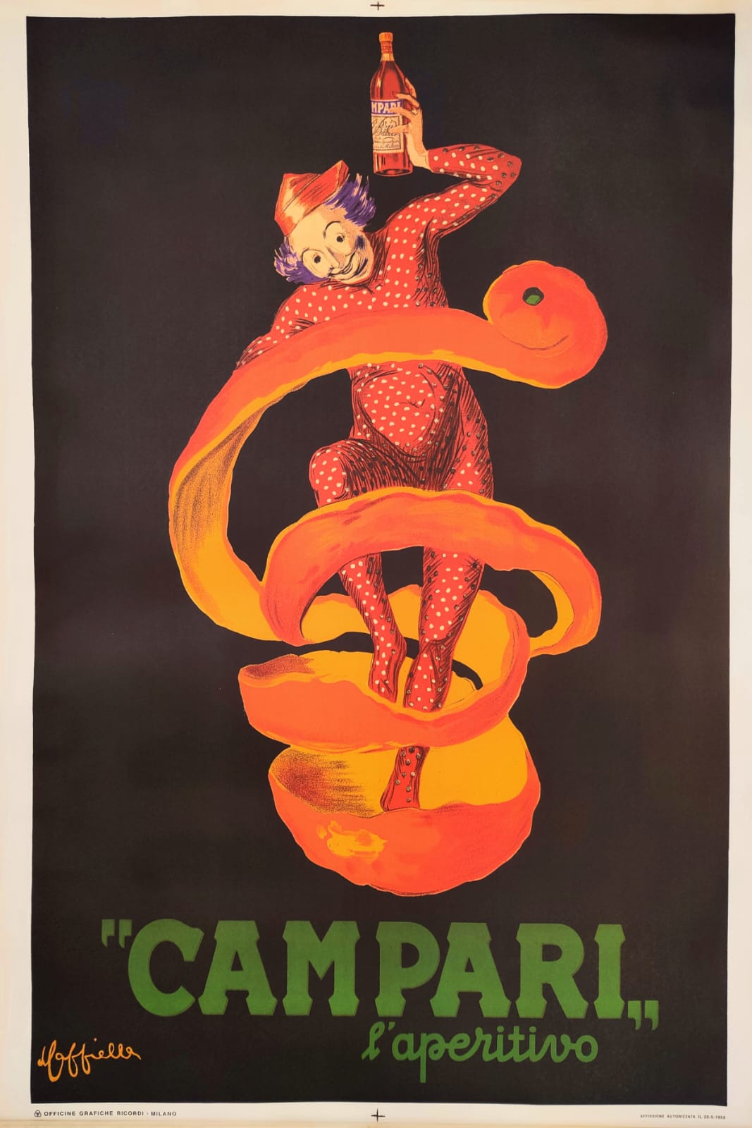 Manifesto pubblicitario originale Campari Spiritello Anni '50 Tortona4Arte