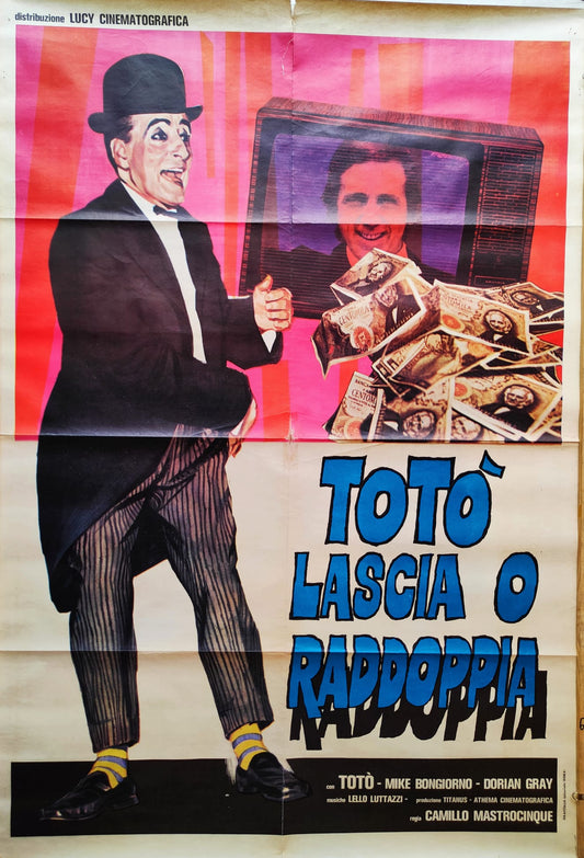 Manifesto originale di cinema Totò - Lascia o raddoppia Tortona4Arte
