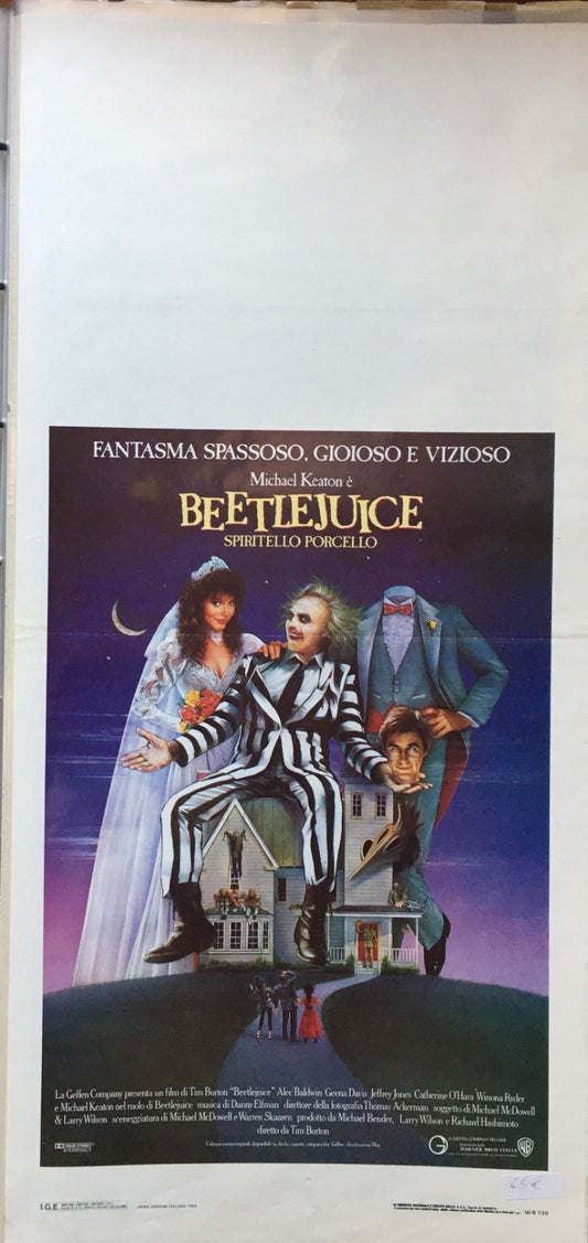 Locandina Di Cinema Originale D'Epoca Beetlejuice - Spiritello Porcello 1988 Tortona4Arte