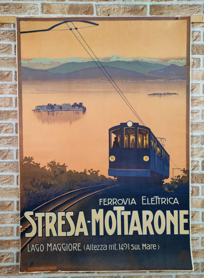 Manifesto turistico originale d'epoca - Stresa Mottarone Tortona4Arte