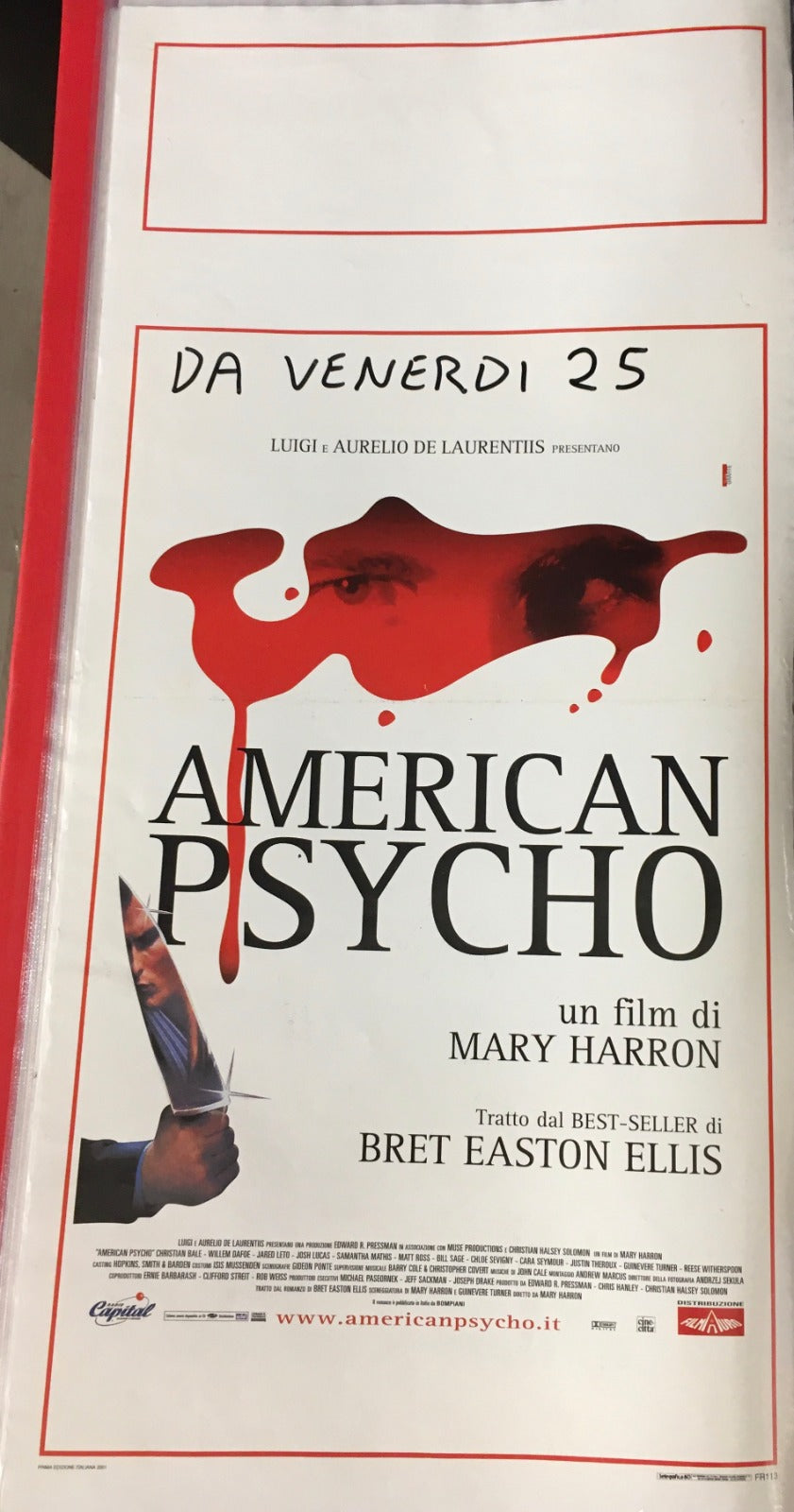 Locandina Di Cinema Originale D'Epoca American Psycho 2001 Tortona4Arte