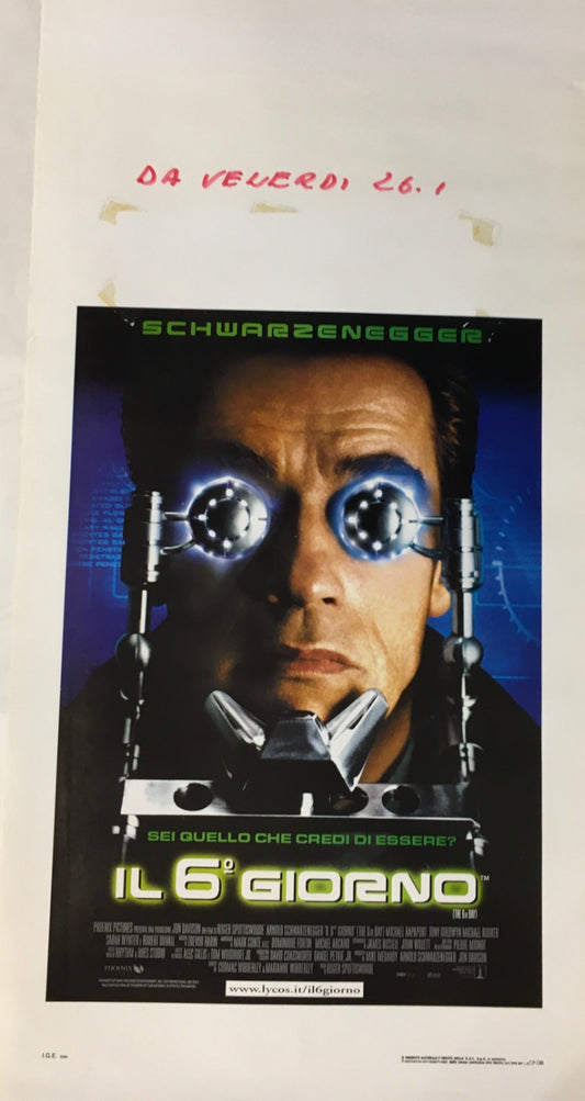 Locandina Di Cinema Originale Il Sesto Giorno 2001 (Arnold Schwarzenegger) Tortona4Arte
