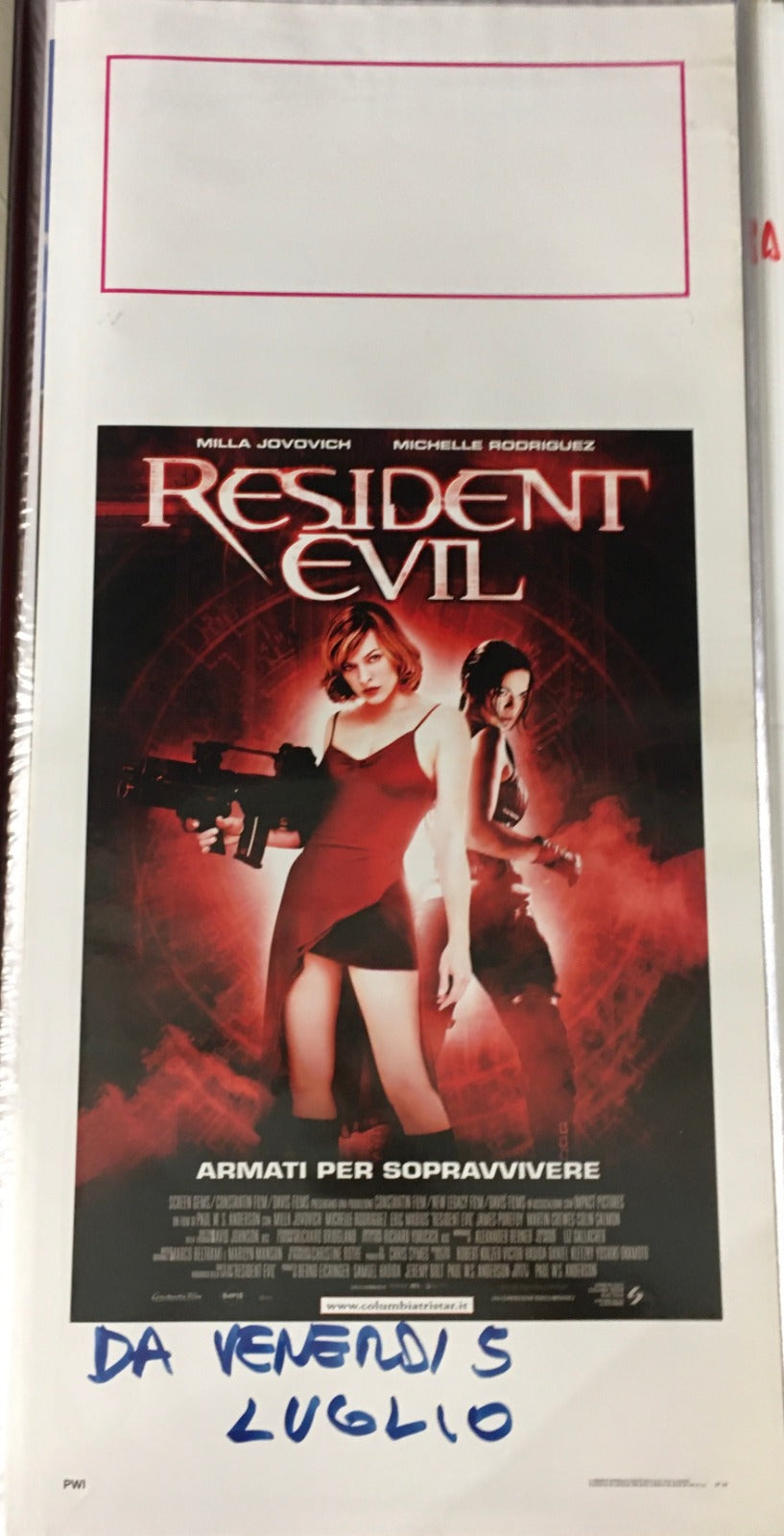 Locandina Di Cinema Originale D'Epoca Resident Evil 2002 Tortona4Arte