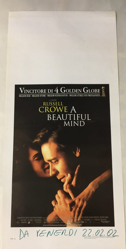 Locandina Di Cinema Originale D'Epoca A Beautiful Mind 2001 Tortona4Arte