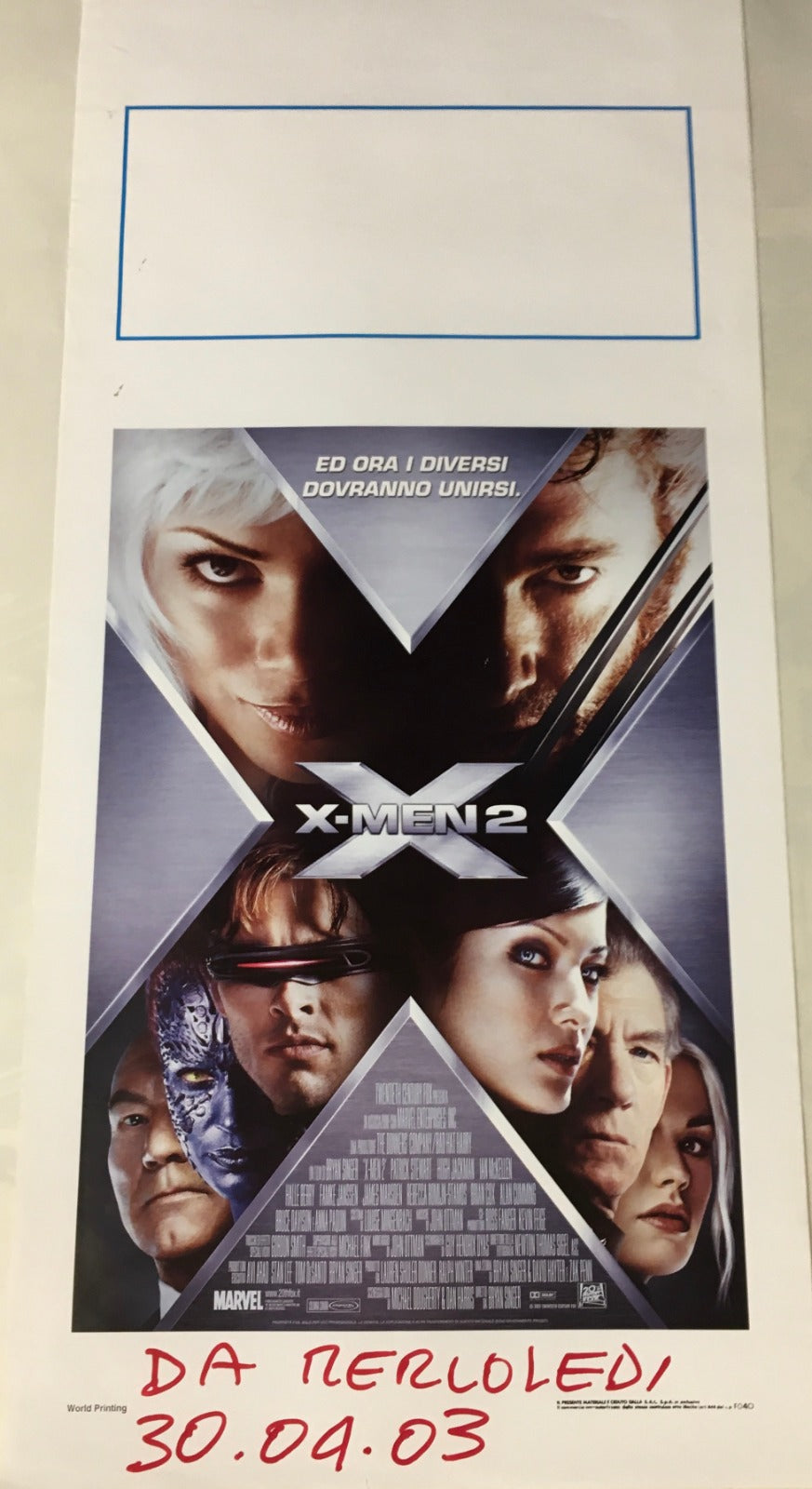 Locandina Di Cinema Originale D'Epoca X-Men 2 2003 Tortona4Arte