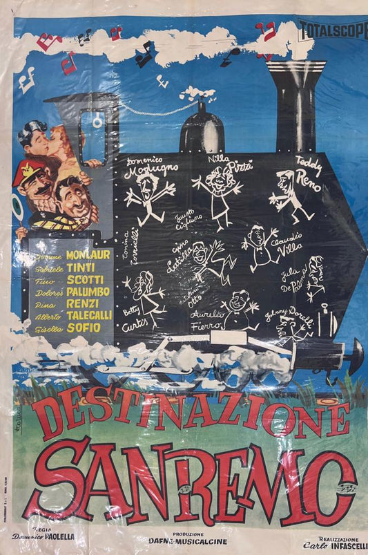 Manifesto Di Cinema Originale D'Epoca Destinazione Sanremo 1954 Tortona4Arte