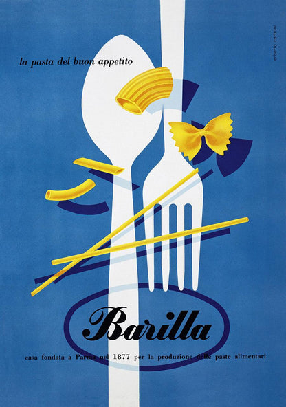 Manifesto Pubblicitario Pasta Barilla Anni 60-70 Tortona4Arte