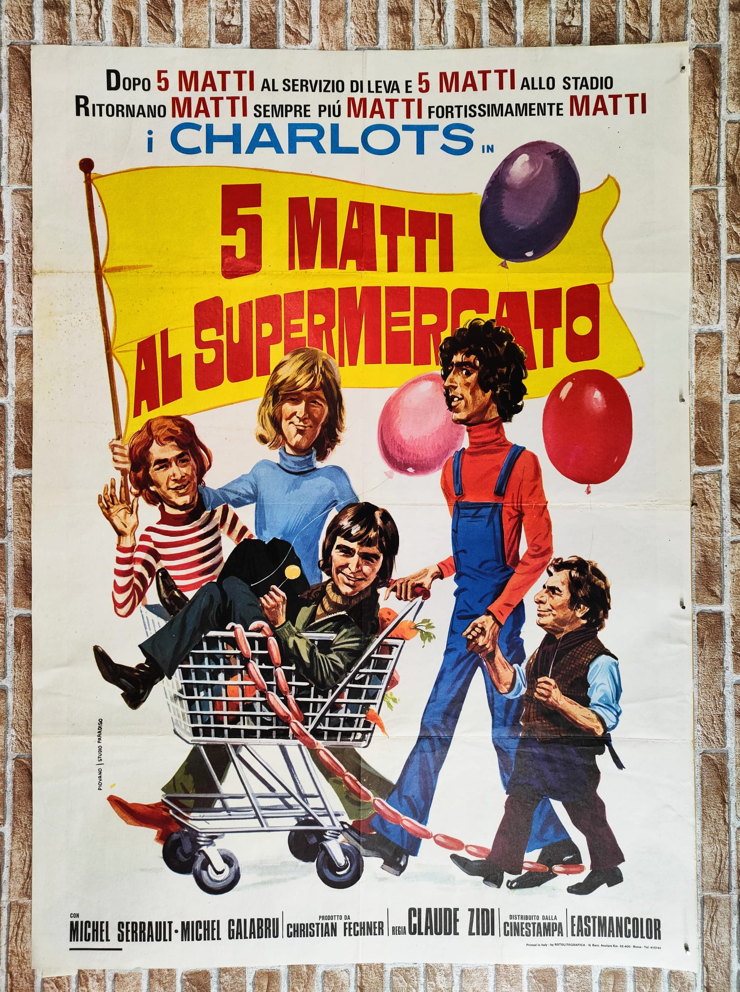 Manifesto originale di cinema - 5 matti al supermercato Tortona4Arte