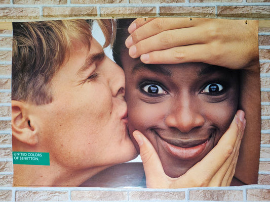 Manifesto pubblicitario originale d'epoca - Benetton 1991 (Bacio) Tortona4Arte