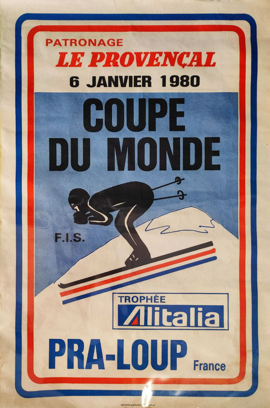 Manifesto originale pubblicitario - Trofeo Alitalia, Coppa del mondo di sci