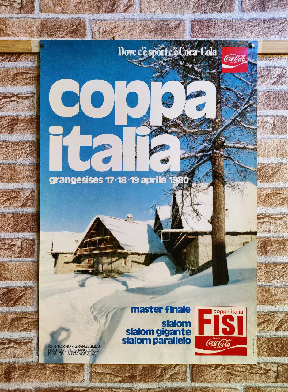 Manifesto originale pubblicitario - Coppa Italia di Sci, CocaCola